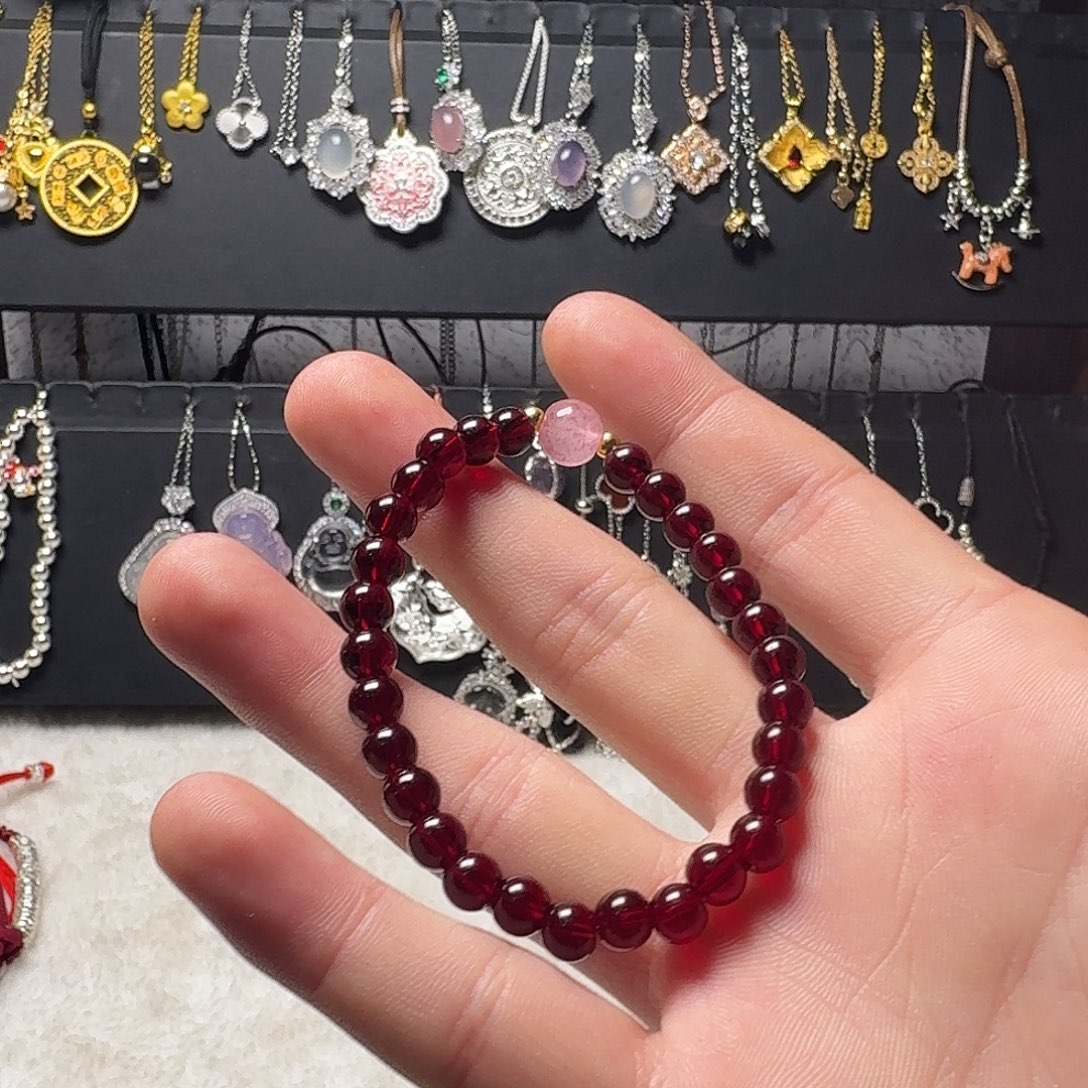 足银木质石榴手串