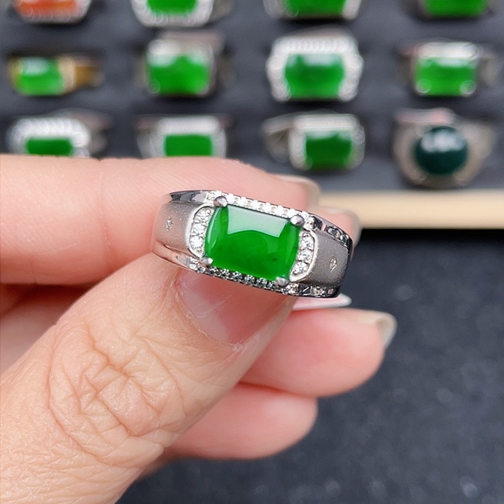 翡翠戒指银S925镶嵌包邮没运费险3018