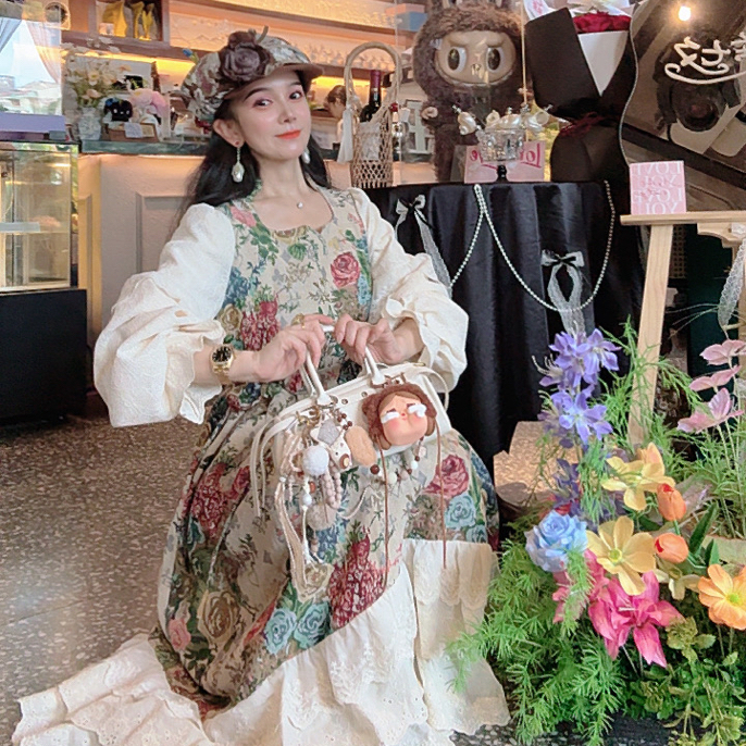 安霓王妃【伊丽莎白】设计师原创中古古早法式蕾丝复古宫廷连衣裙