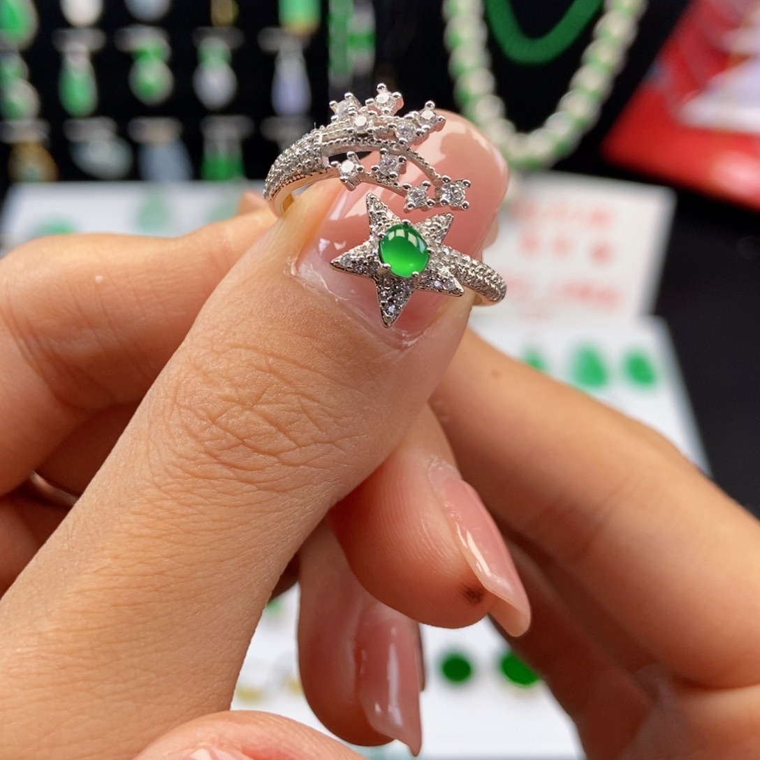 翡翠戒指银S925镶嵌