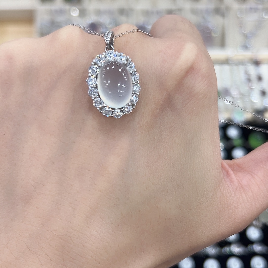 彼***语岫玉银S925镶嵌吊坠(赠链)