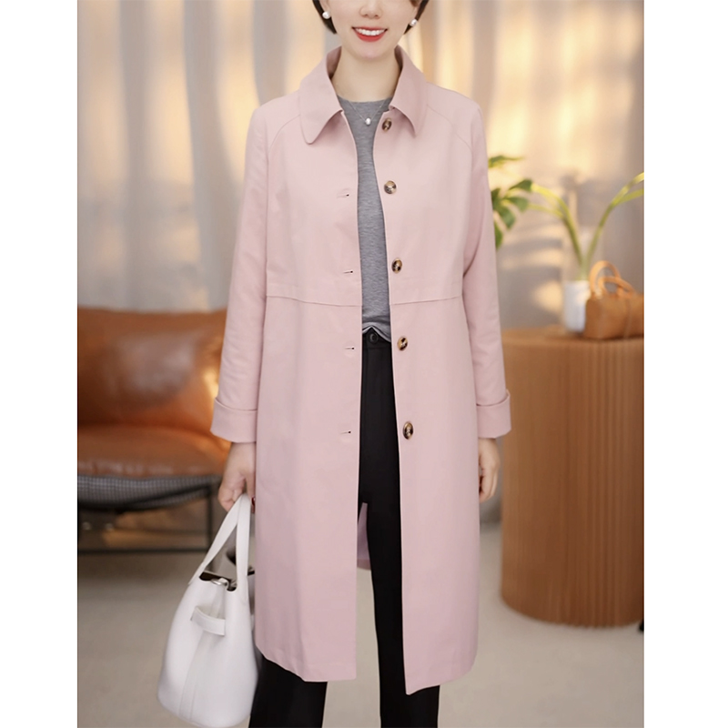 春季新款气质品质百搭翻领休闲中长款风衣2133