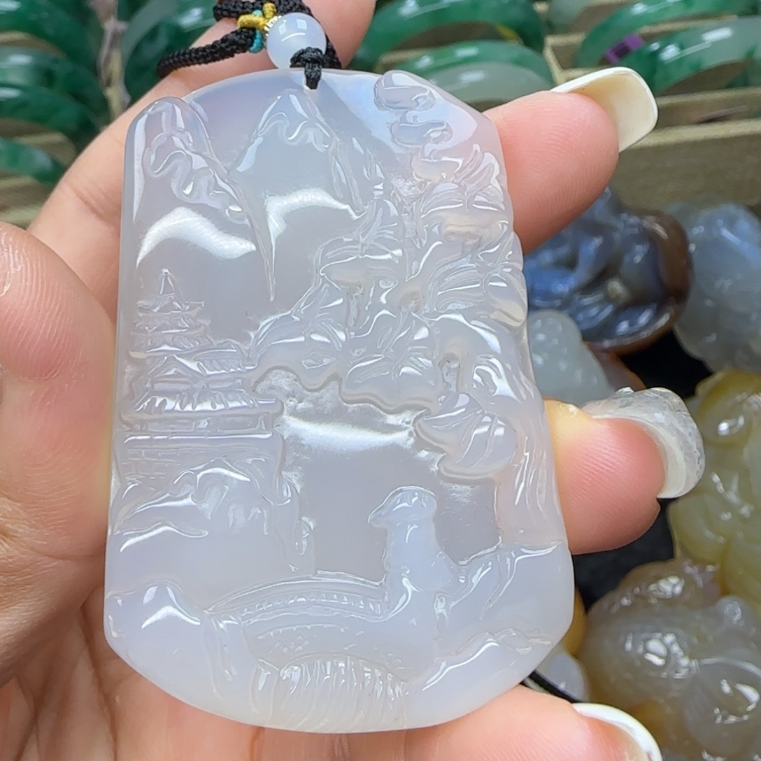 玛瑙/玉髓合金吊坠(赠链)