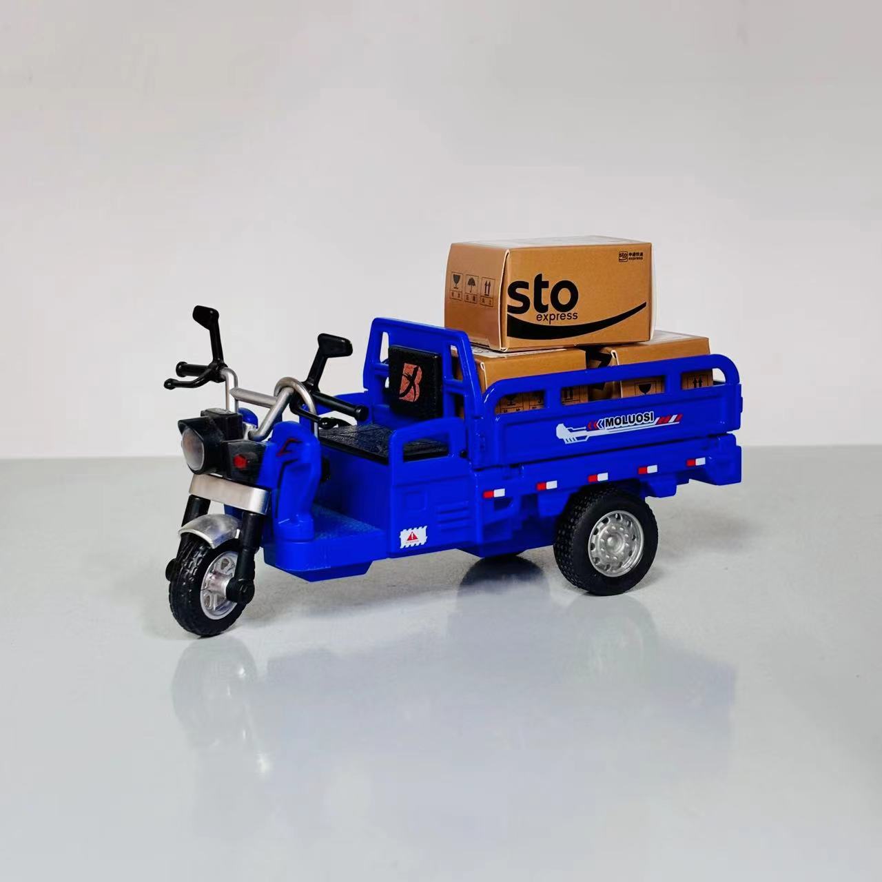 新款合金声光三轮车模型车带回力