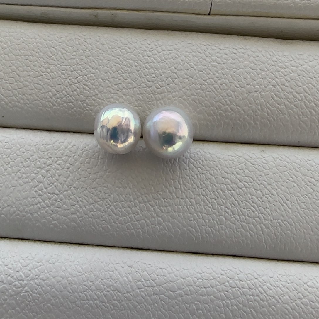 淡水珍珠银S925镶嵌耳饰