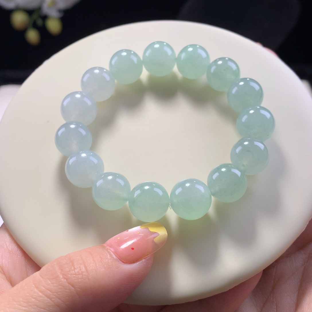 翡翠未镶嵌手串卡12青提串