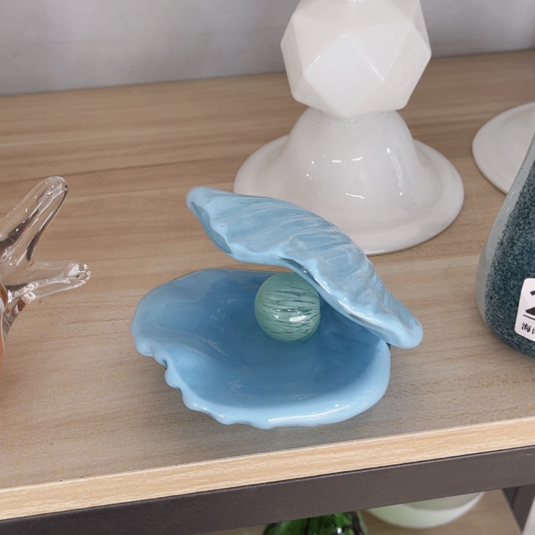 琉璃蓝贝壳 花瓶摆件