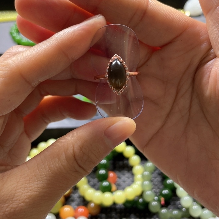 和田玉戒指银S925镶嵌