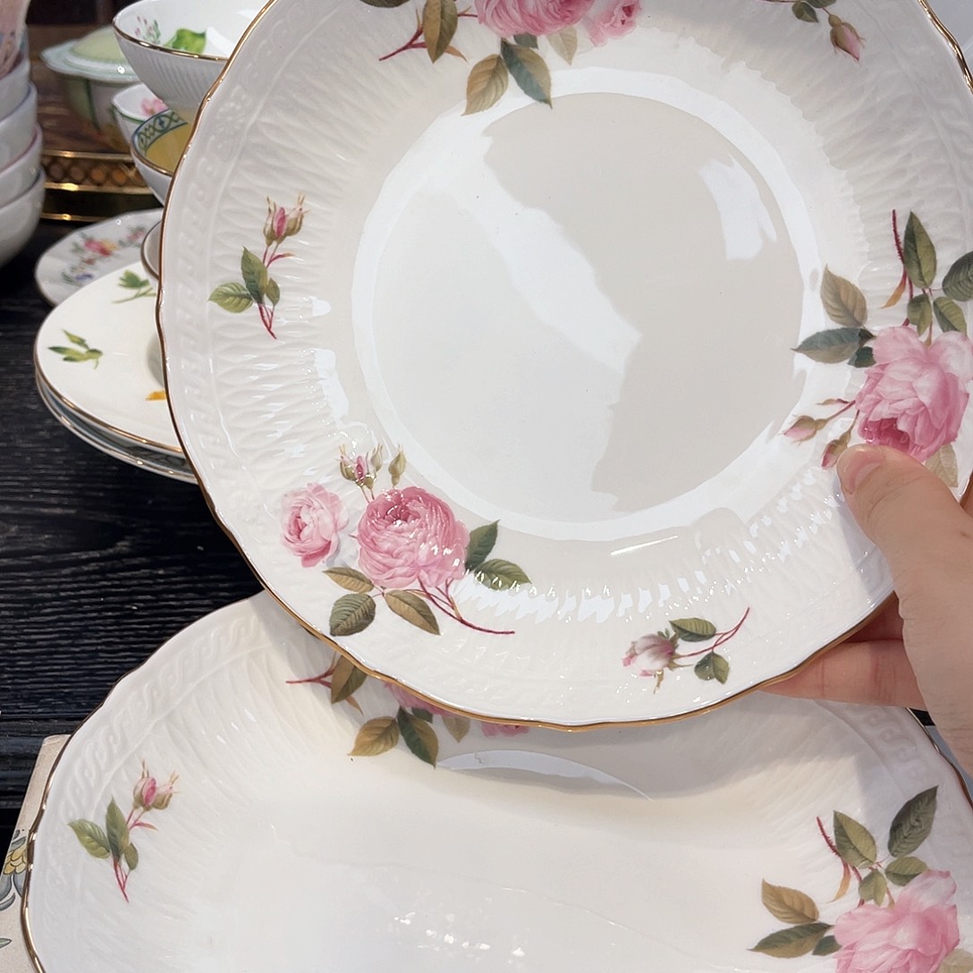 骨瓷两个汤菜盘————————-