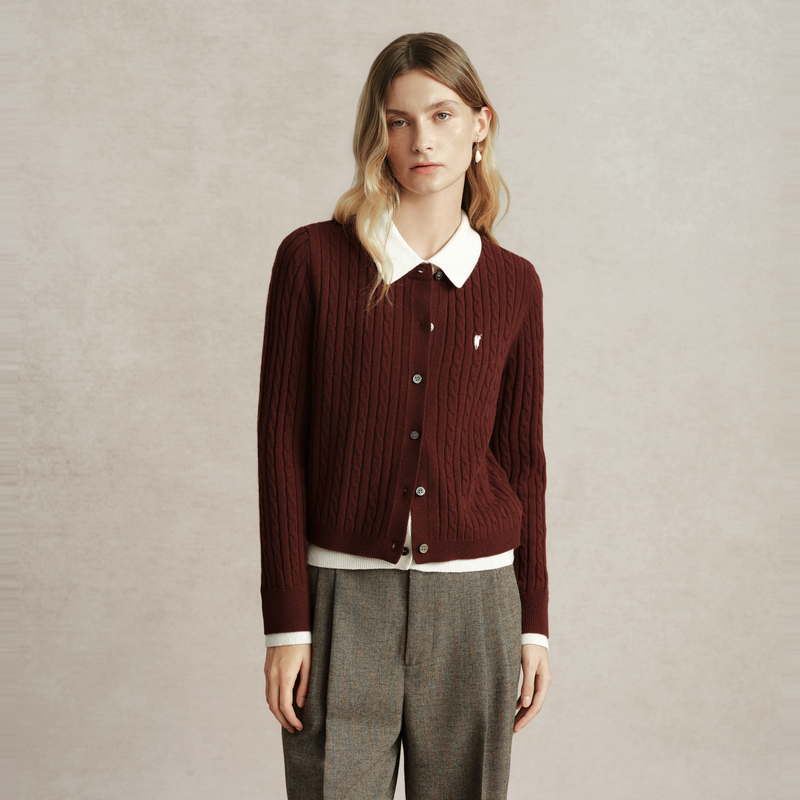 【100%绵羊毛】羊毛衫女简约新款条纹百搭质感上衣开衫W44520141