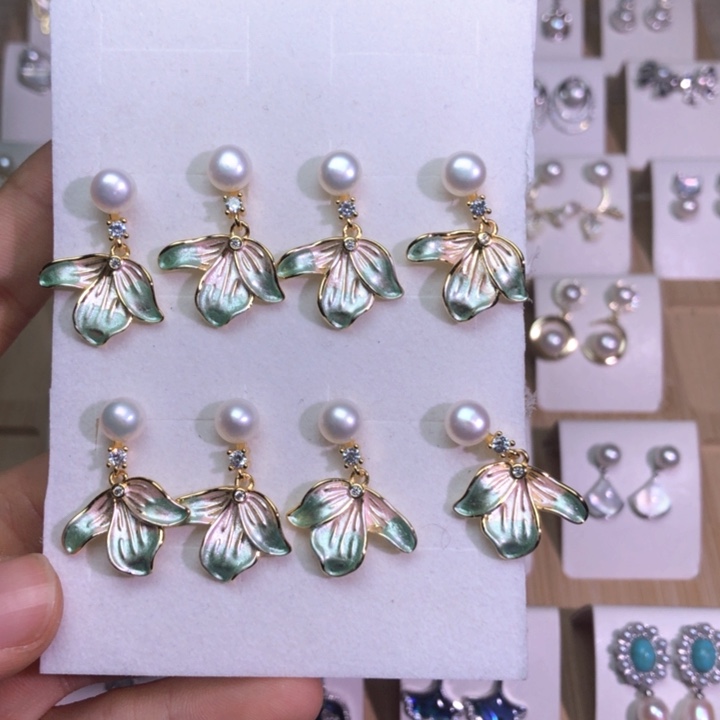 淡水珍珠耳饰银S925镶嵌