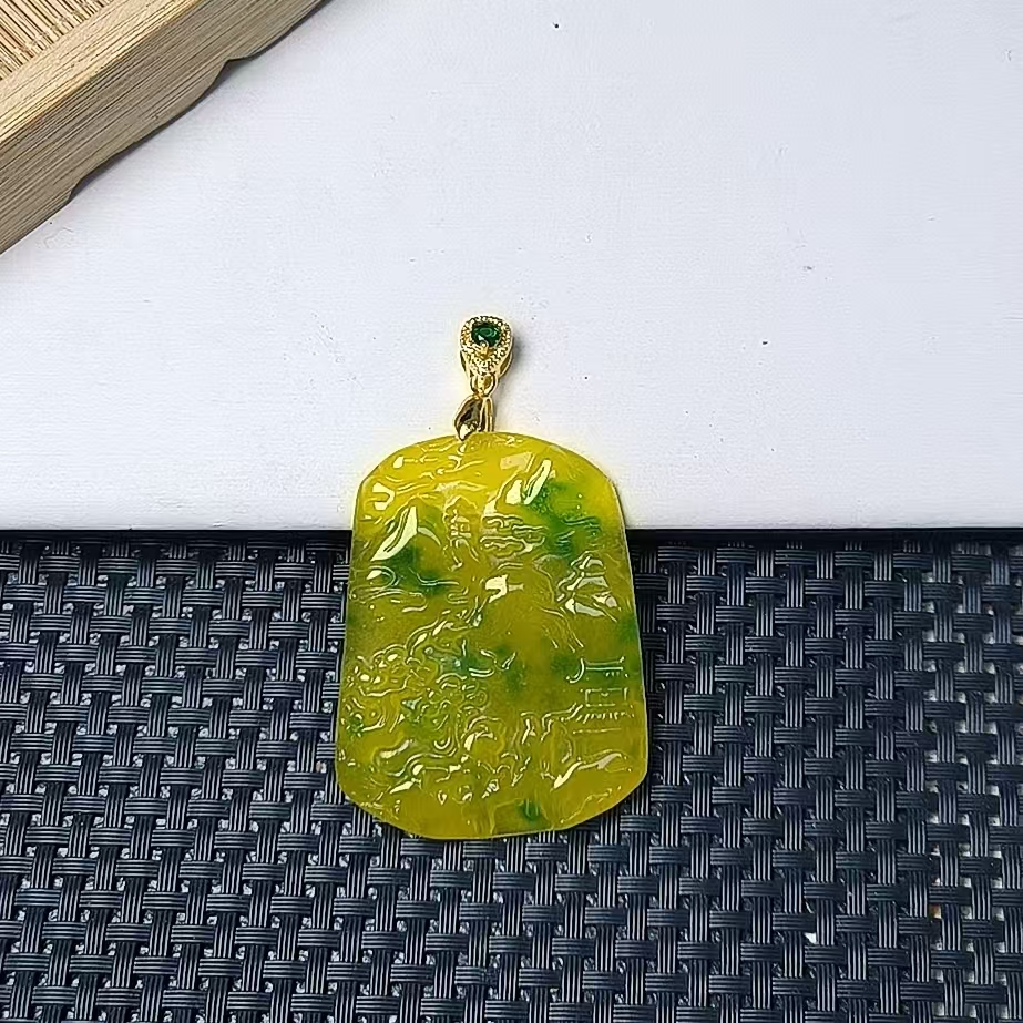 （聚宝严选）d121黄绿山水大牌吊坠精致气质妈妈款时尚精美