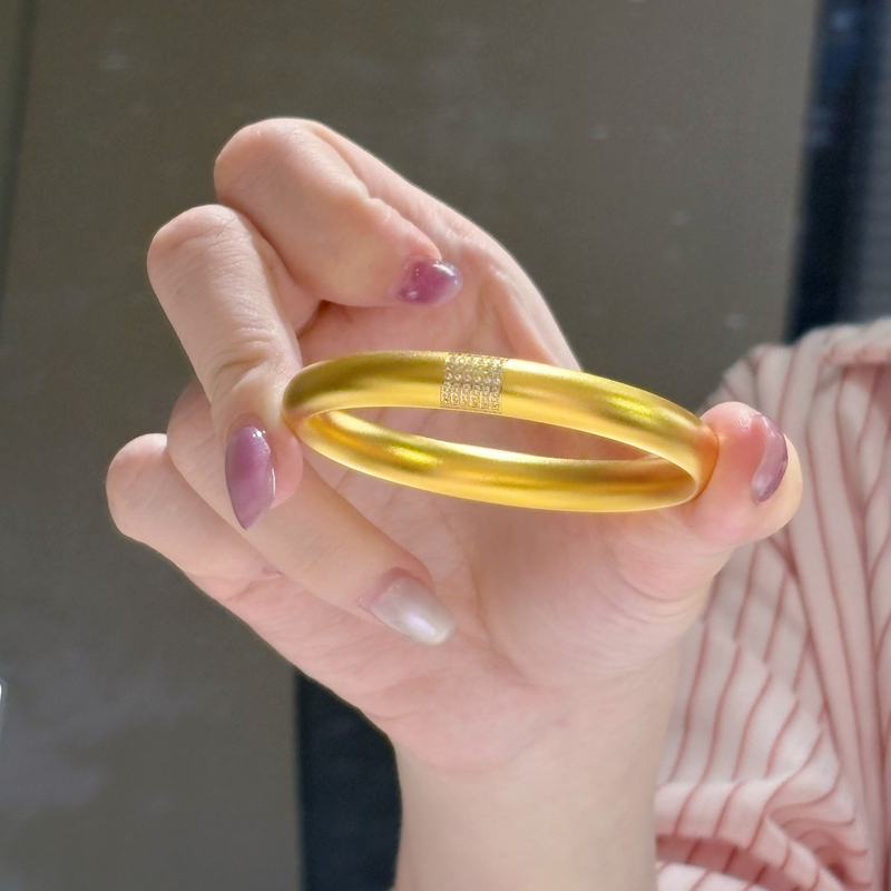 足银手镯 足银镀金【点钻泥鳅背手镯】点钻传承泥鳅背卡8