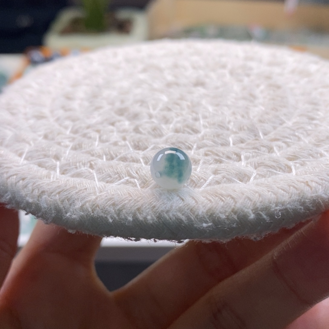 翡翠散珠天然翡翠蓝花7.4