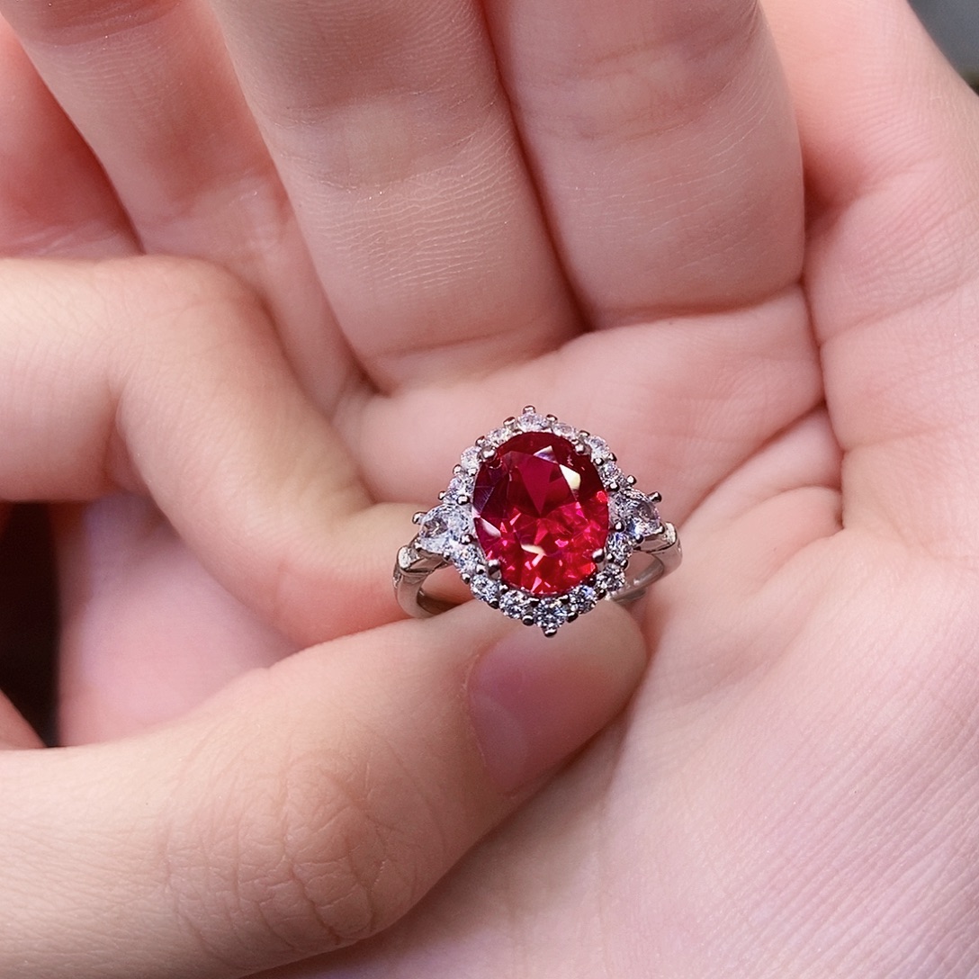 银S925镶嵌戒指红宝石