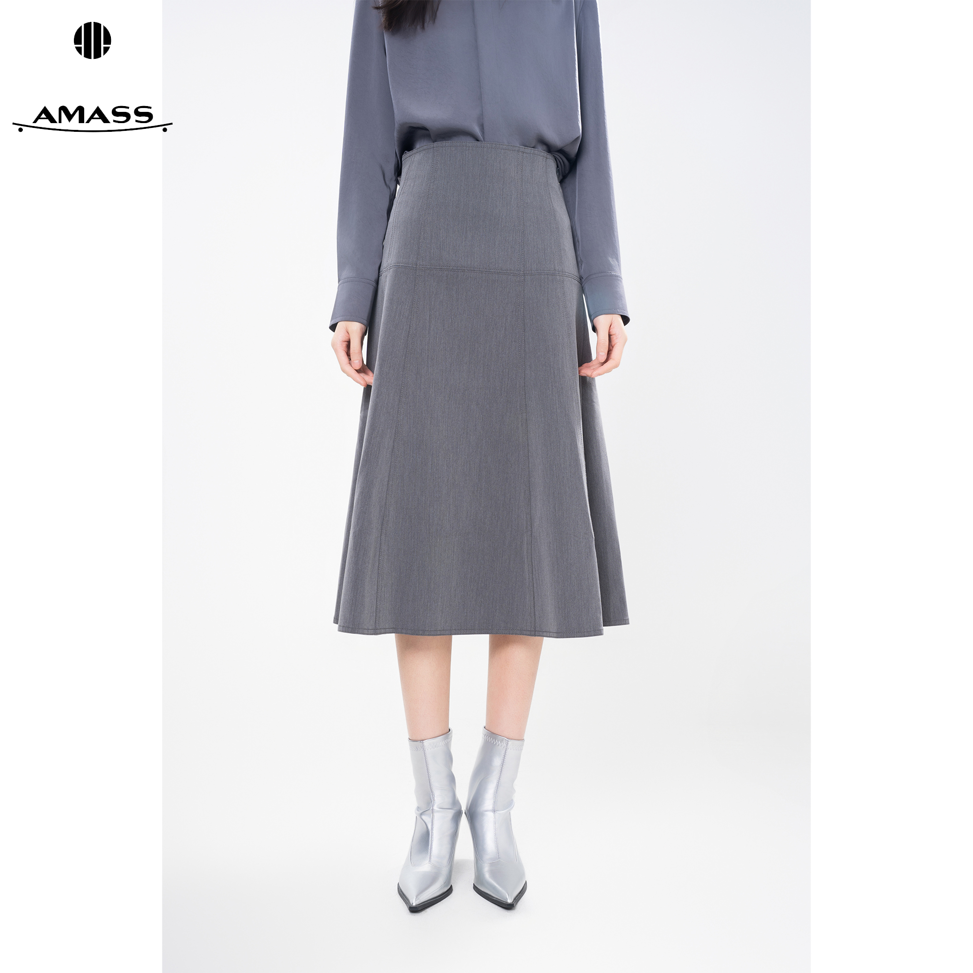 AMASS/阿玛施轻熟风时尚显瘦春夏新款半身裙赫本裙A字裙女5200406