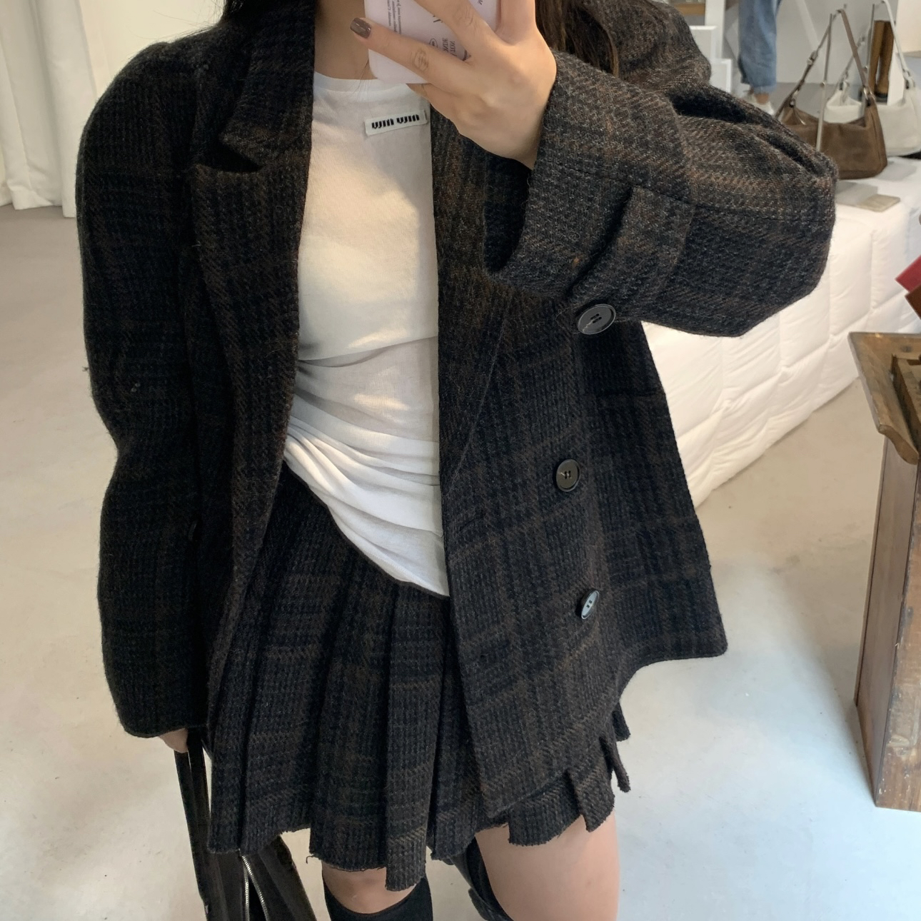 全新未使用 MIU MIU/缪缪 1a151 双排扣大衣 羊毛 38码 