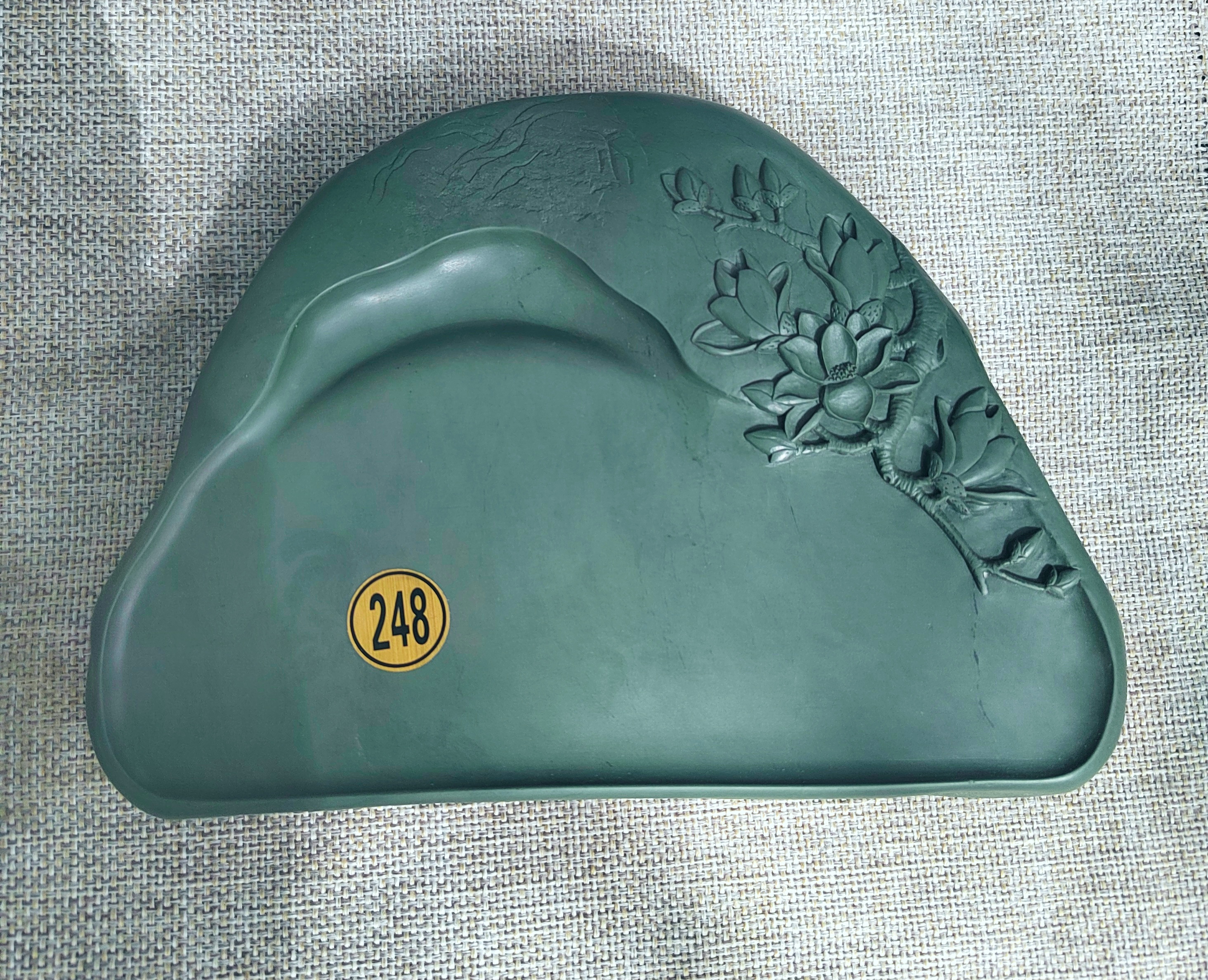 甘肃洮砚水泉老坑天然砚台，花开富贵，文房手工雕刻，尺寸20/15/3.3