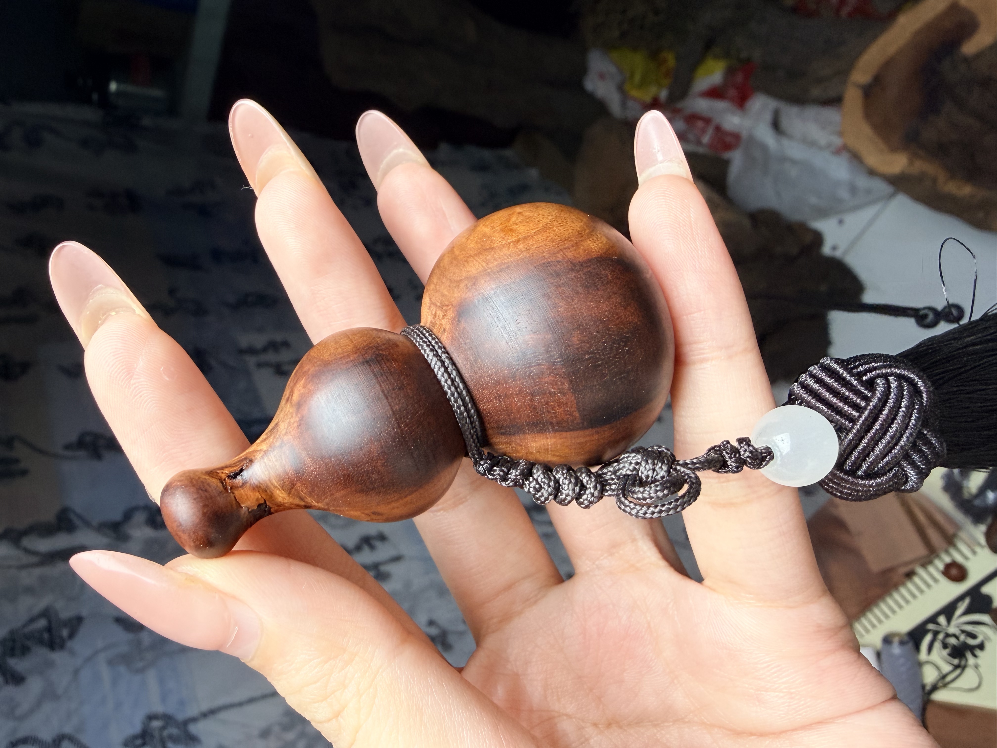 雷击枣木7公分雷裂葫芦带绳子保真臻品雷击木