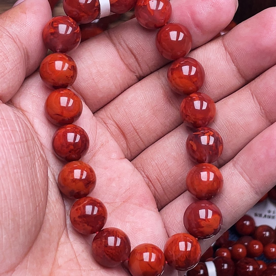 木***清南红玛瑙未镶嵌手链南红瓦西卡11火焰原矿