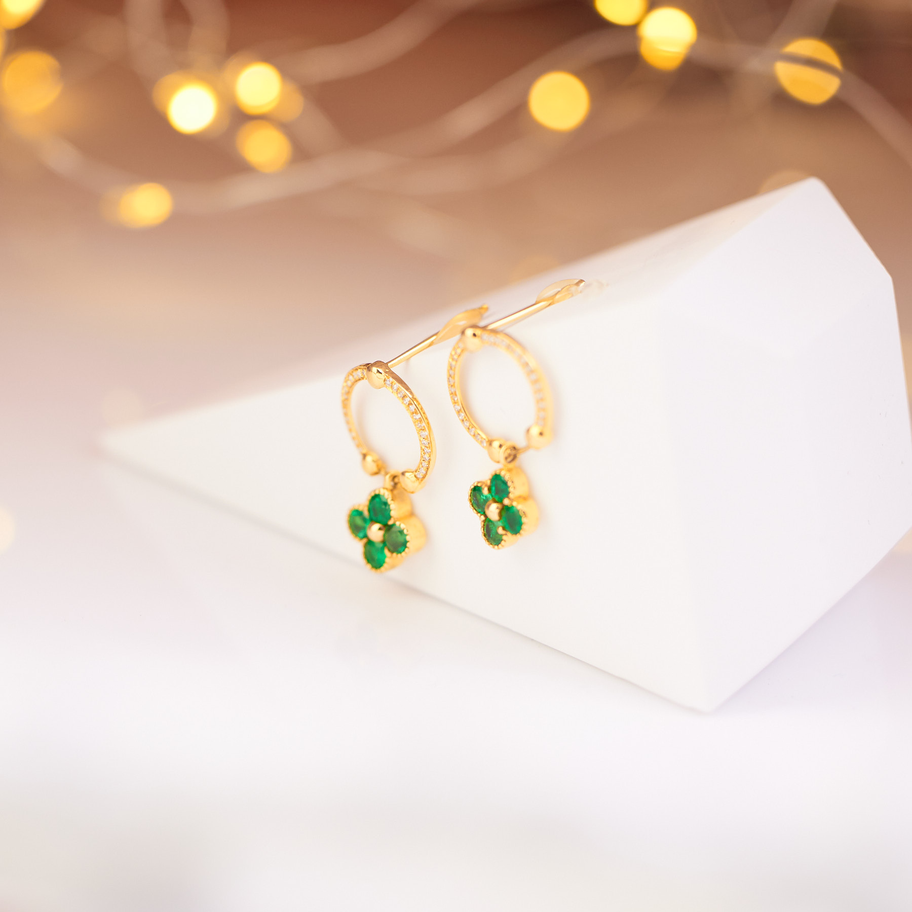 【玉峰珠宝丨安娜严选】祖母绿耳饰18K金【Q9493】多样性发一