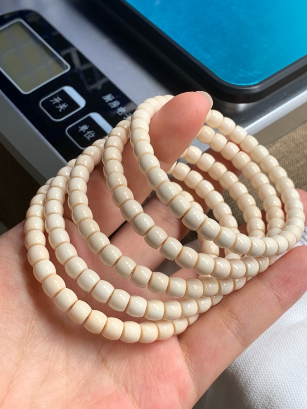 天然保真猛犸牙精工直切单圈手串6×5