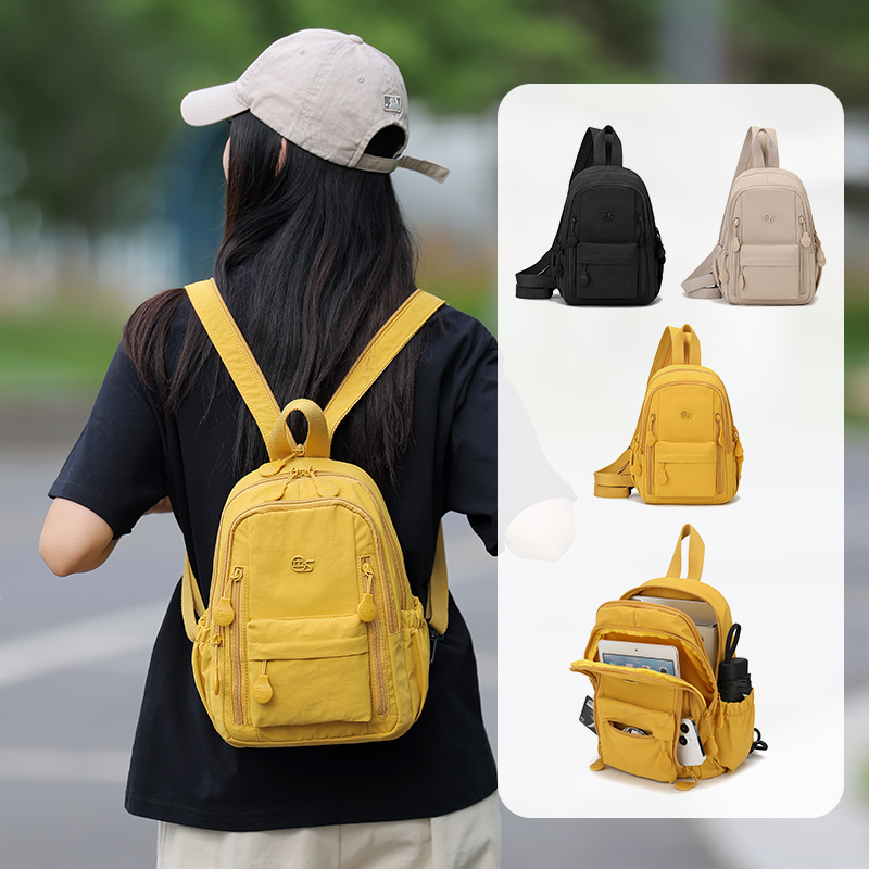 男女通用新款户外大容量水洗尼龙布多层双肩包旅游旅行休闲背包