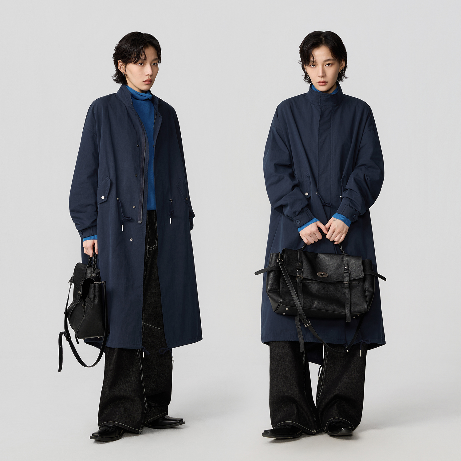 散养文化sameuoo纯色中长款风衣外套女2025秋轻薄休闲中性风大衣