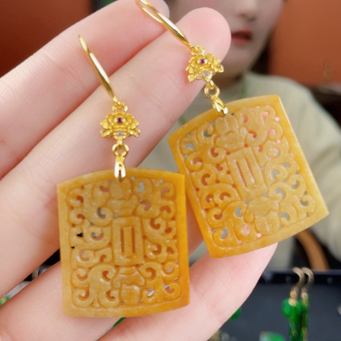 翡翠未镶嵌耳饰饰品