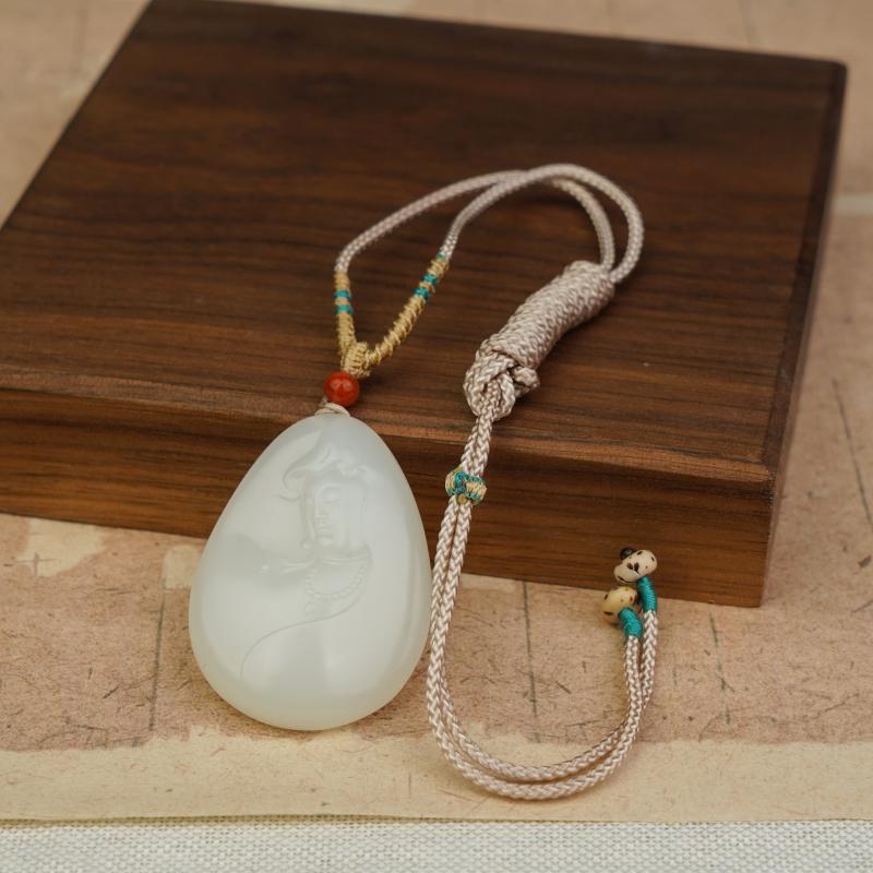 【香掌柜】和田玉米达料观音吊坠（发一件）