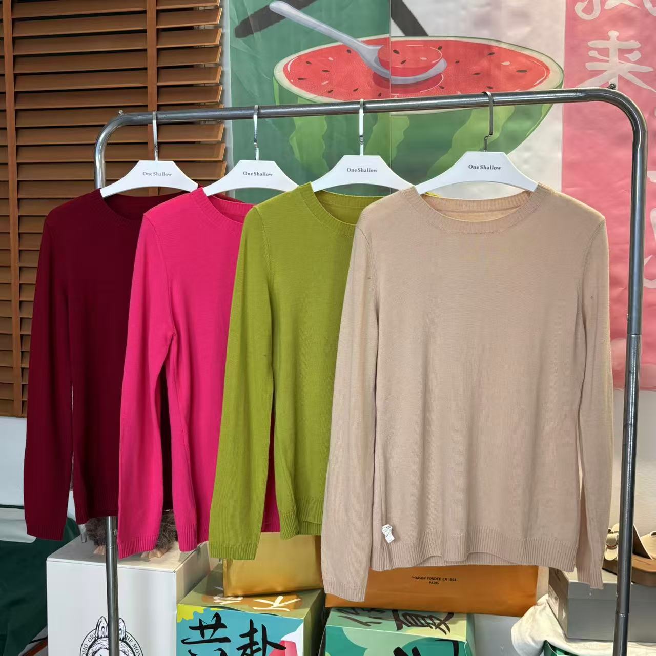 100羊毛~纯色常规款圆领针织羊毛衫6433