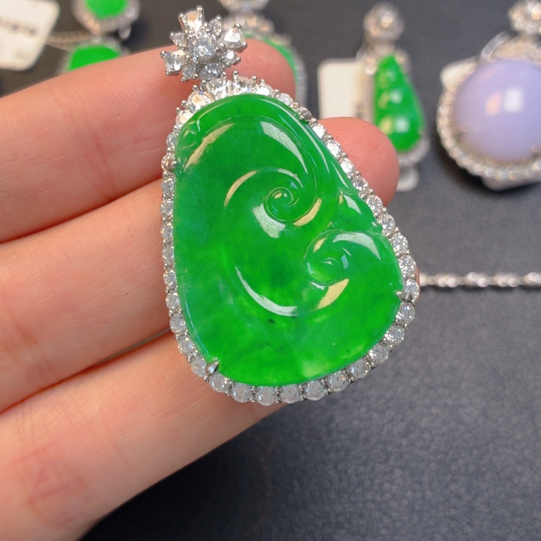 翡翠银S925镶嵌吊坠(不含链)