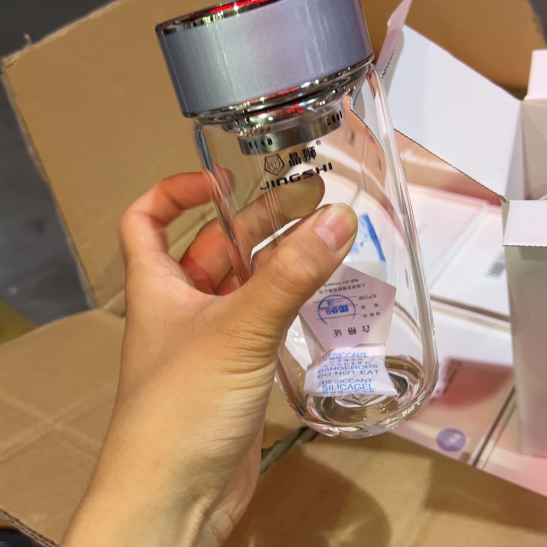 晶单层烫手玻璃杯380提环紫罗兰色玻璃杯提环