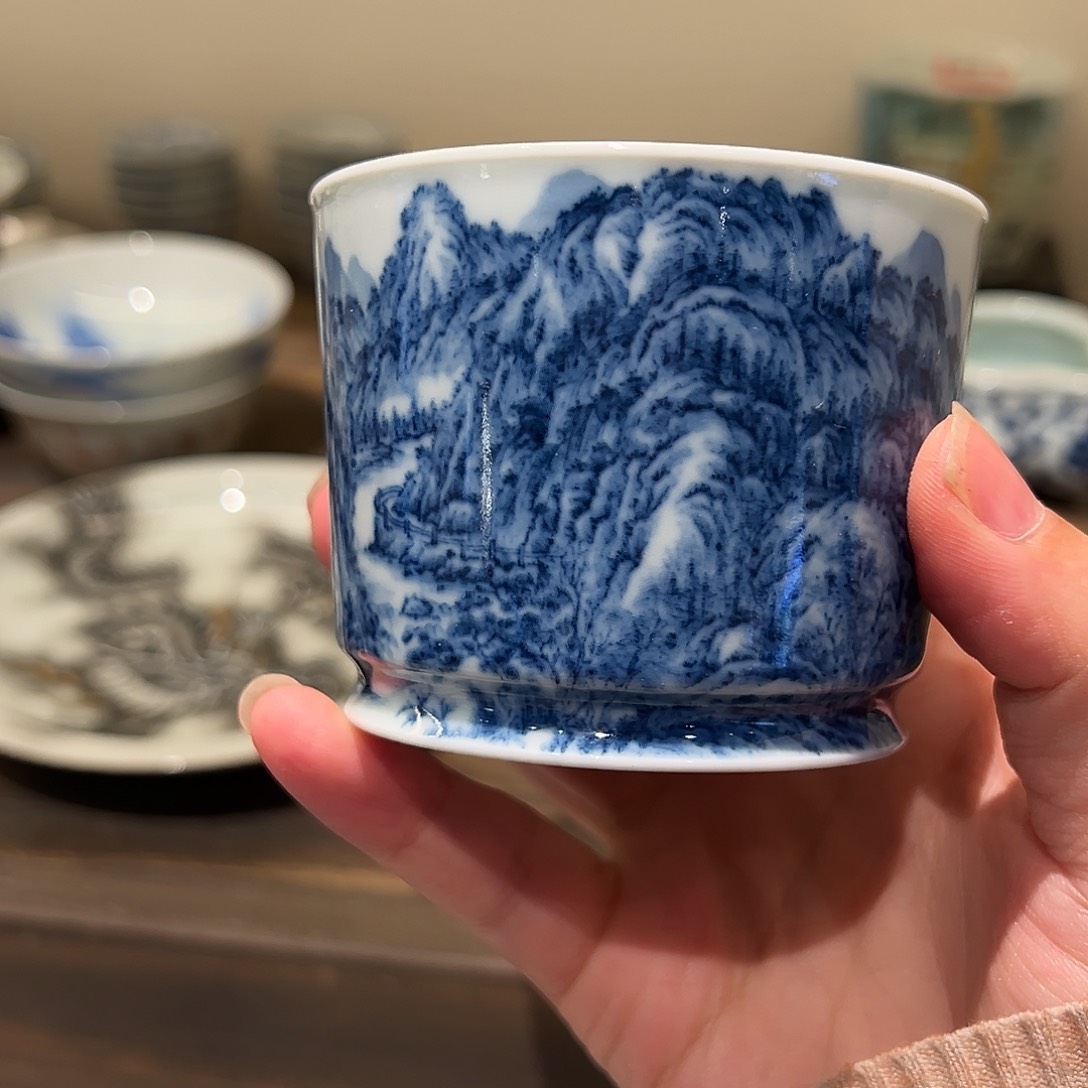 对****发钟家窑山水杯杯杯孤品孤品