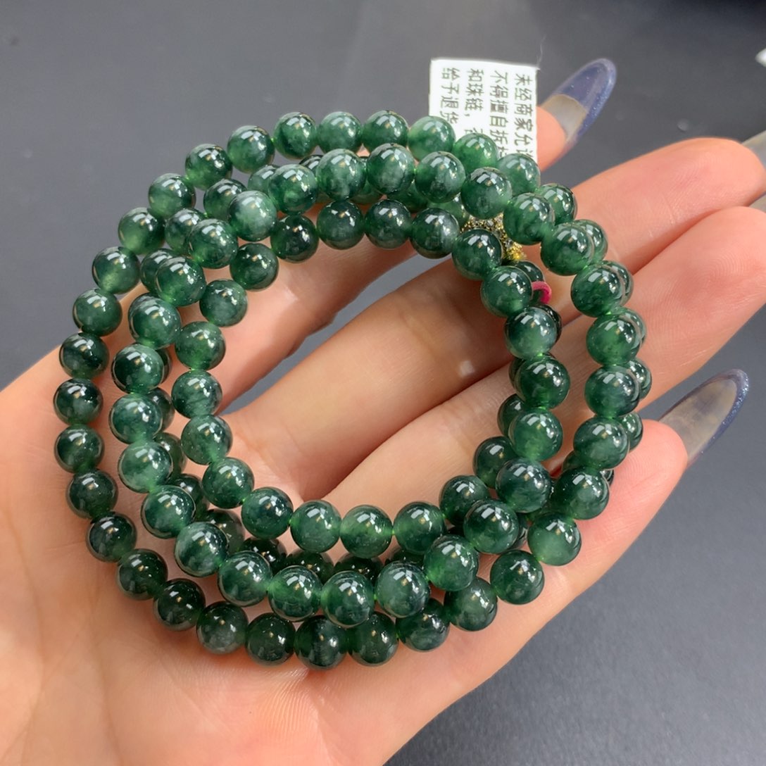 翡翠手链未镶嵌冰胶飘花项链卡6.4m m