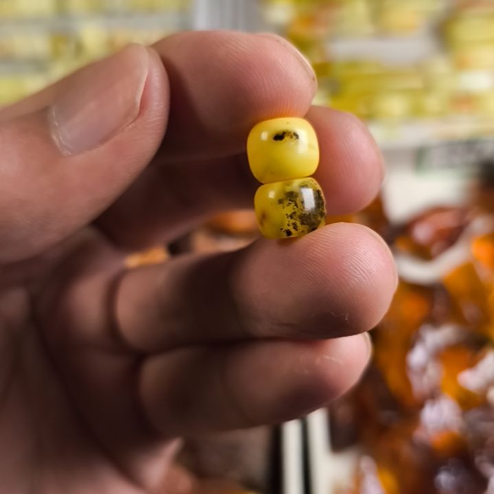 琥珀未镶嵌珠宝奇石一对