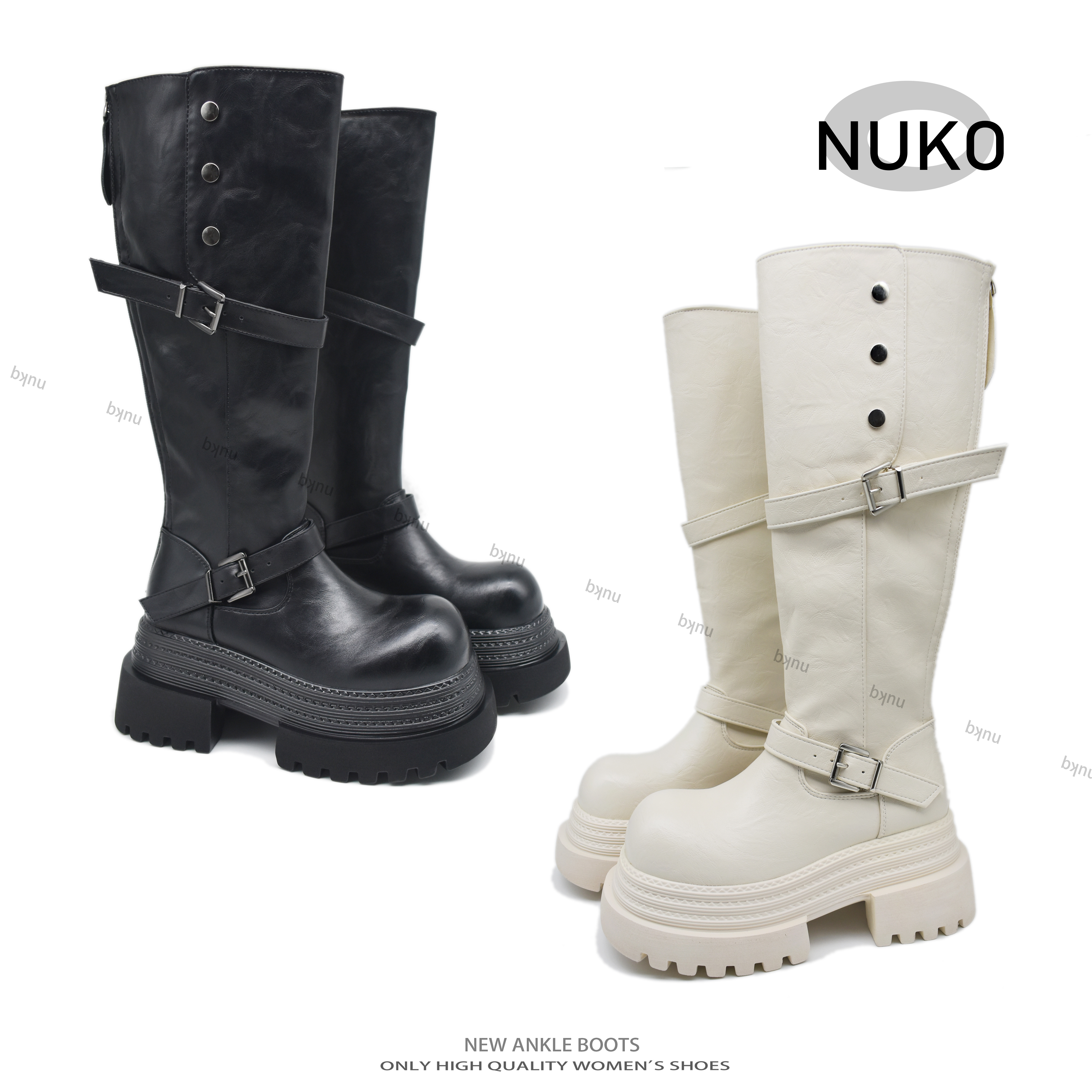 圣诞节战靴【NUKQ】  高跟厚底 时尚百搭厚底靴