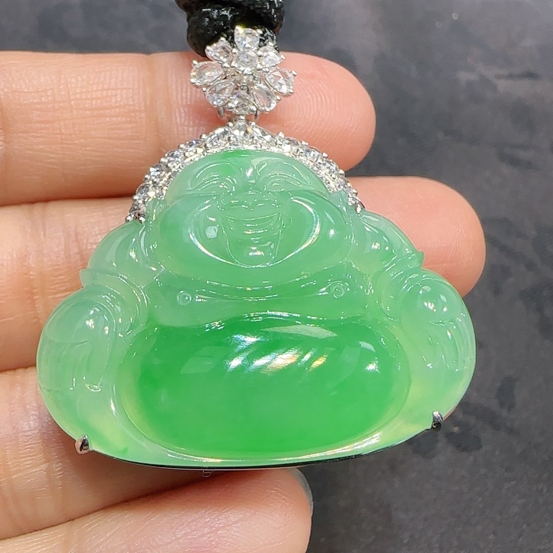 翡翠吊坠(不含链)18K金镶嵌