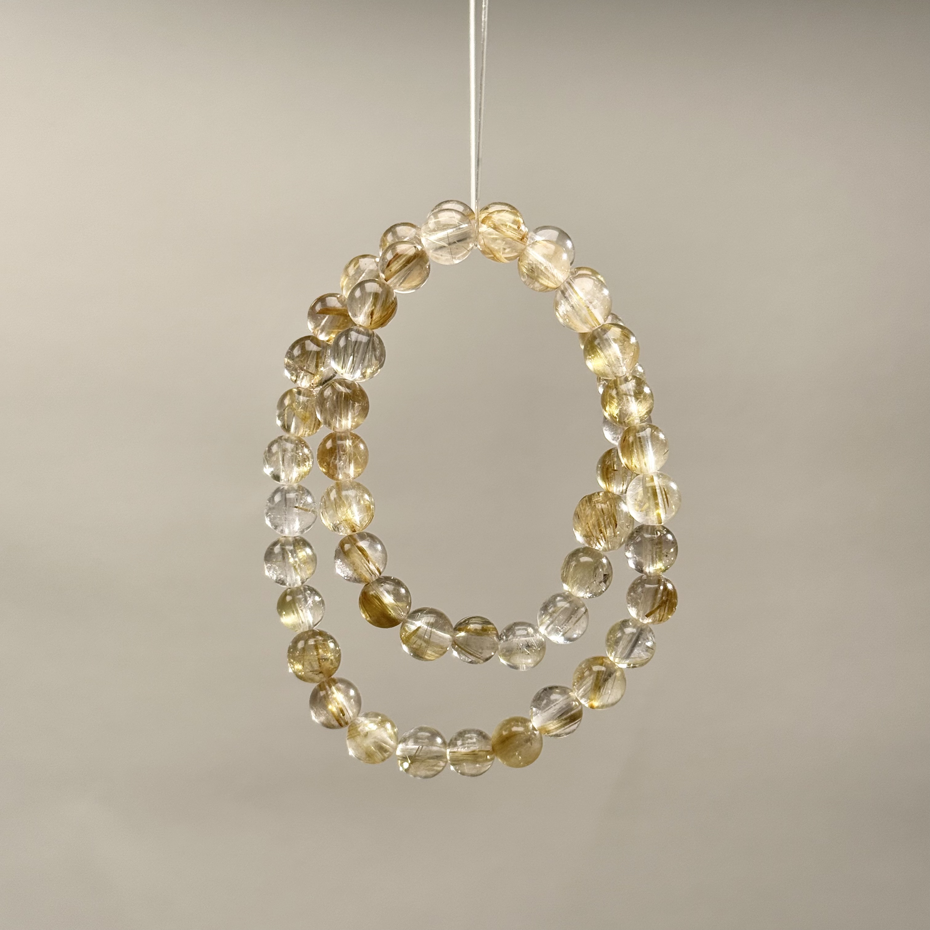 孤品纯天然金发晶双圈水晶手串