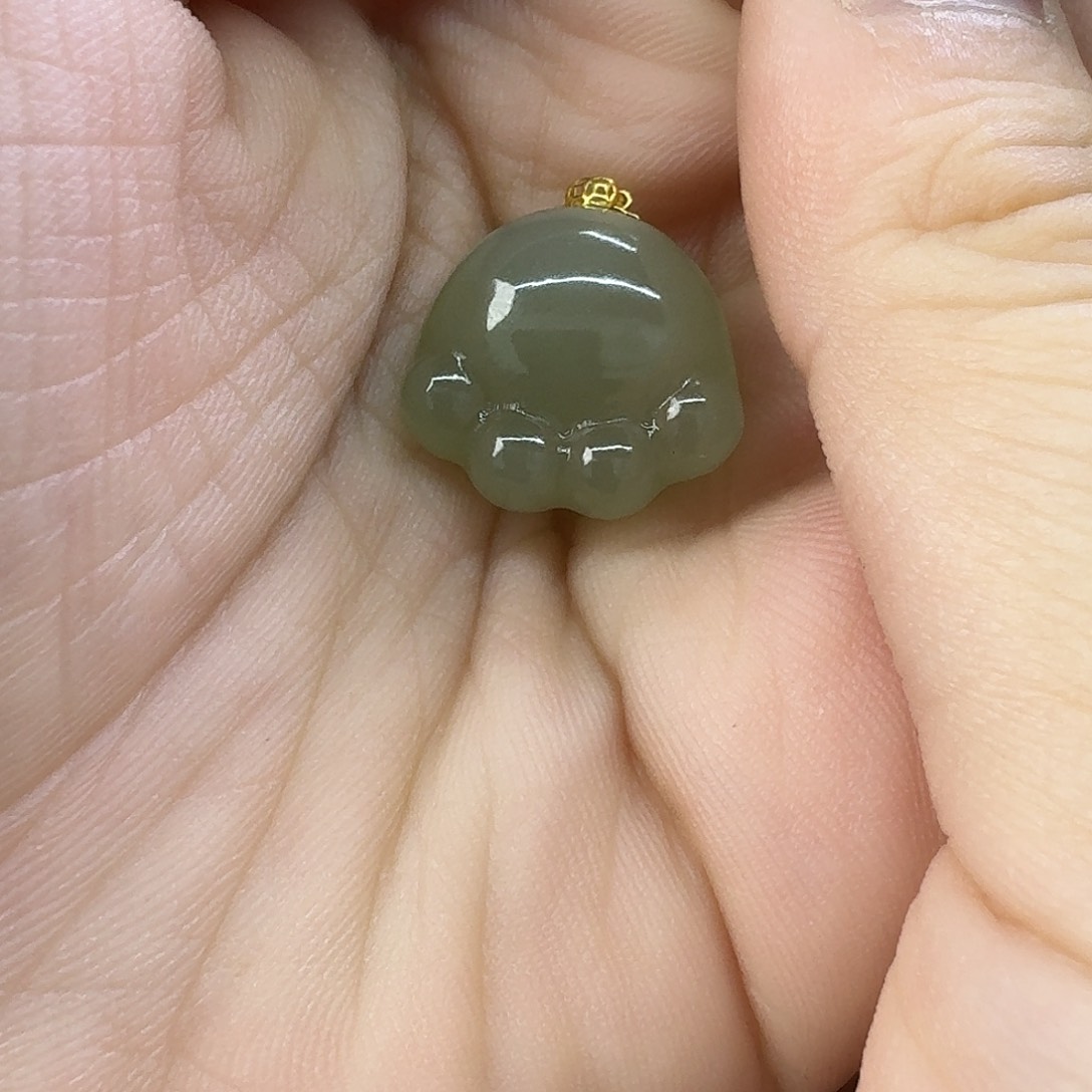 颈饰18K金镶嵌和田玉开****^