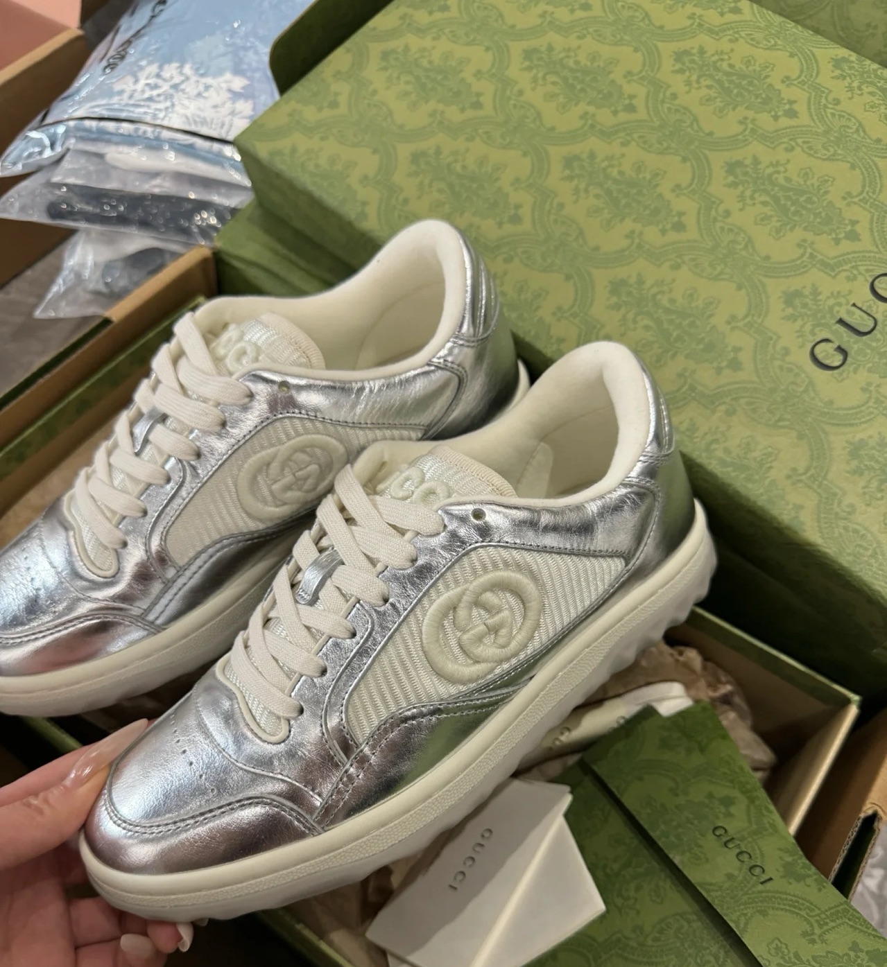未使用 GUCCI/古驰 双G刺绣运动鞋 36.5码