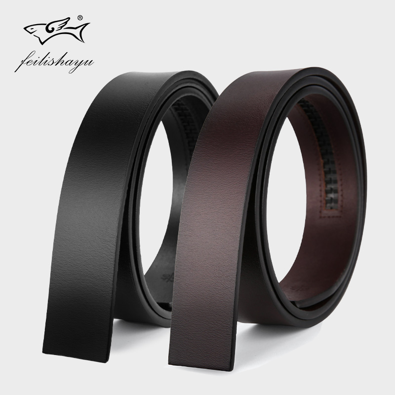  飞力鲨鱼复古光身皮带男腰带休闲光面经典皮面简约风百搭风