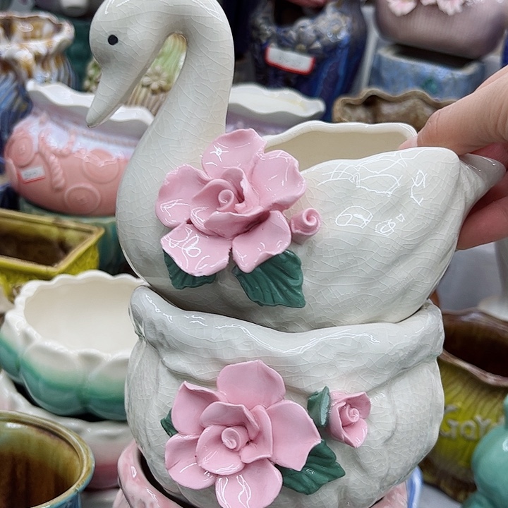 多肉绿植陶瓷花盆9.9包邮，有孔