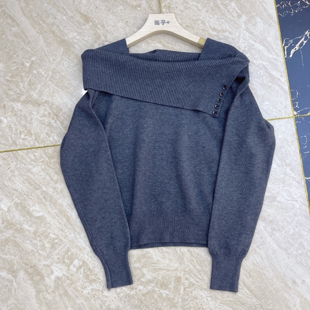 一字肩 针织毛衣显瘦内搭韩系时尚百搭秋冬季长袖上衣女