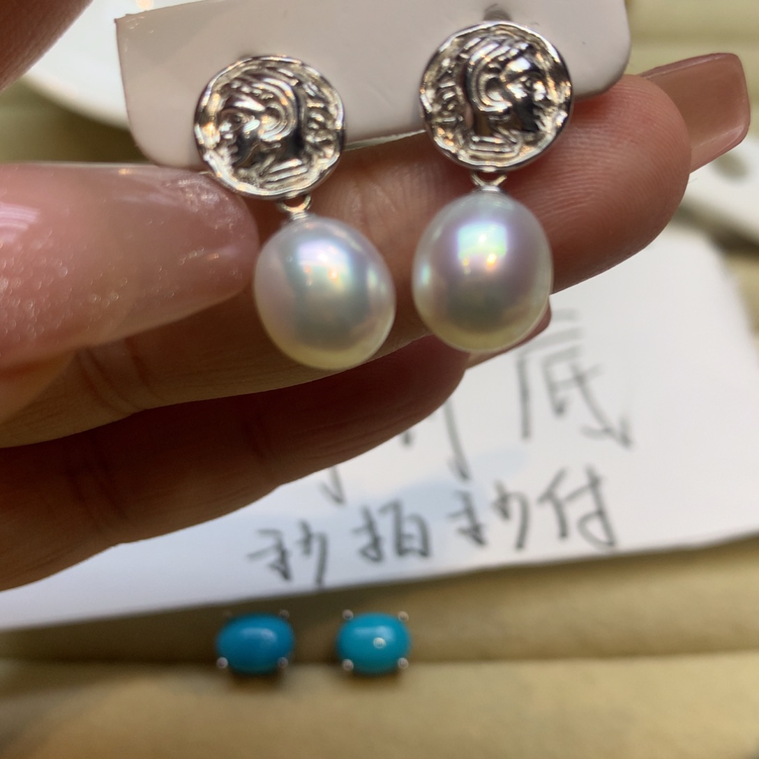 银S925镶嵌耳饰海水珍珠