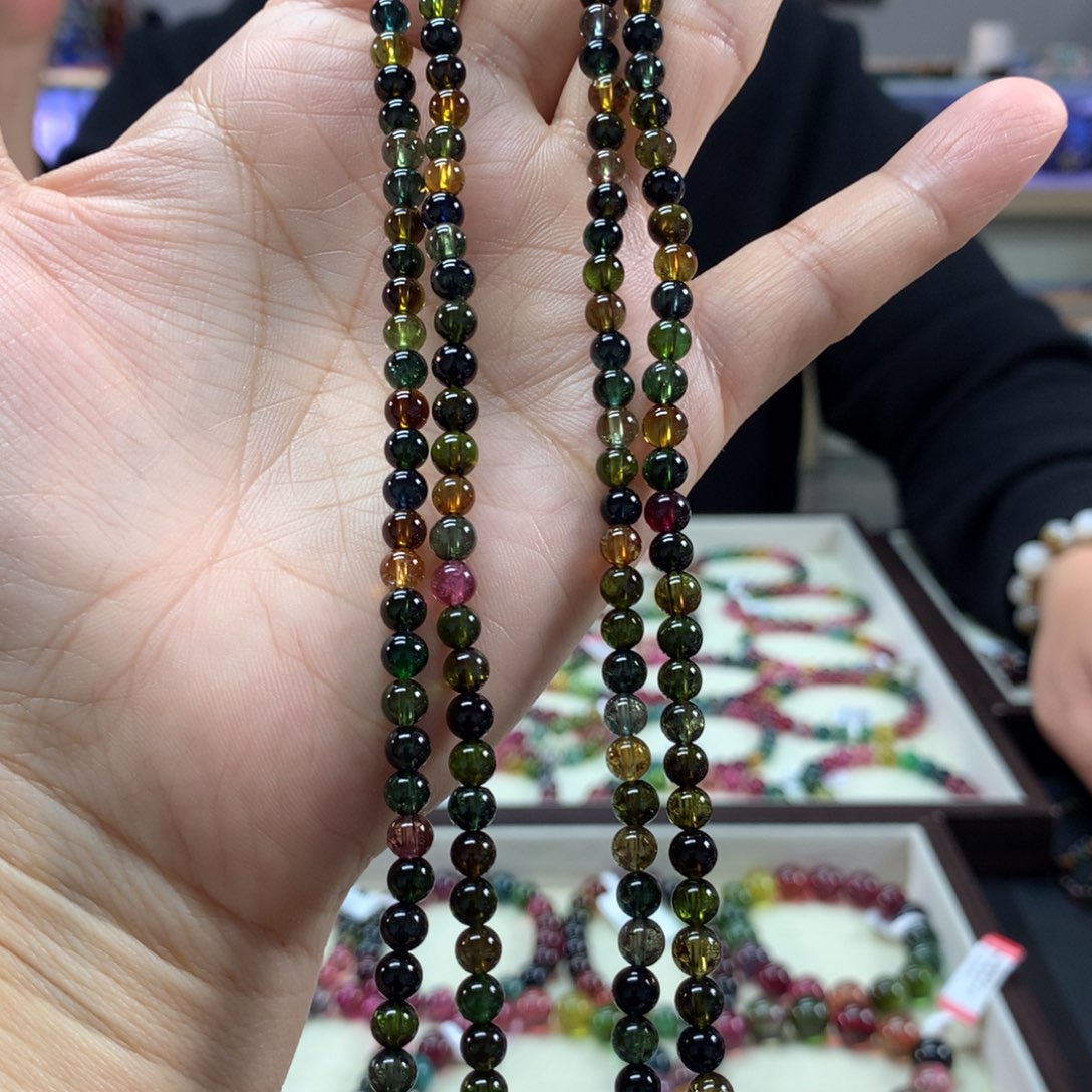 碧玺手链未镶嵌多样性发其一条4.8毫米左右