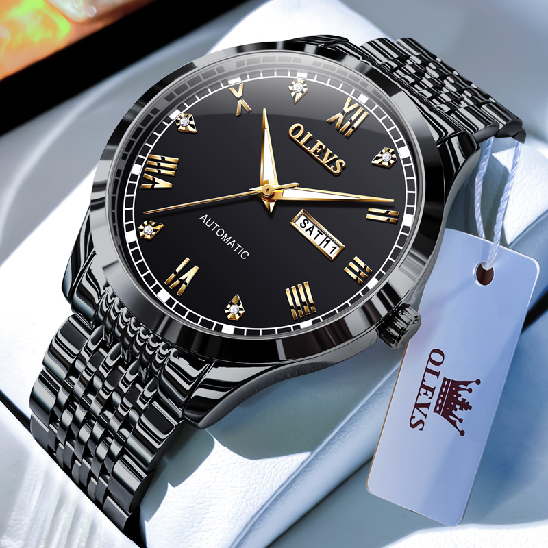 黑武士男士手表男款超薄机械表全自动防水经典夜光简约商务风腕表