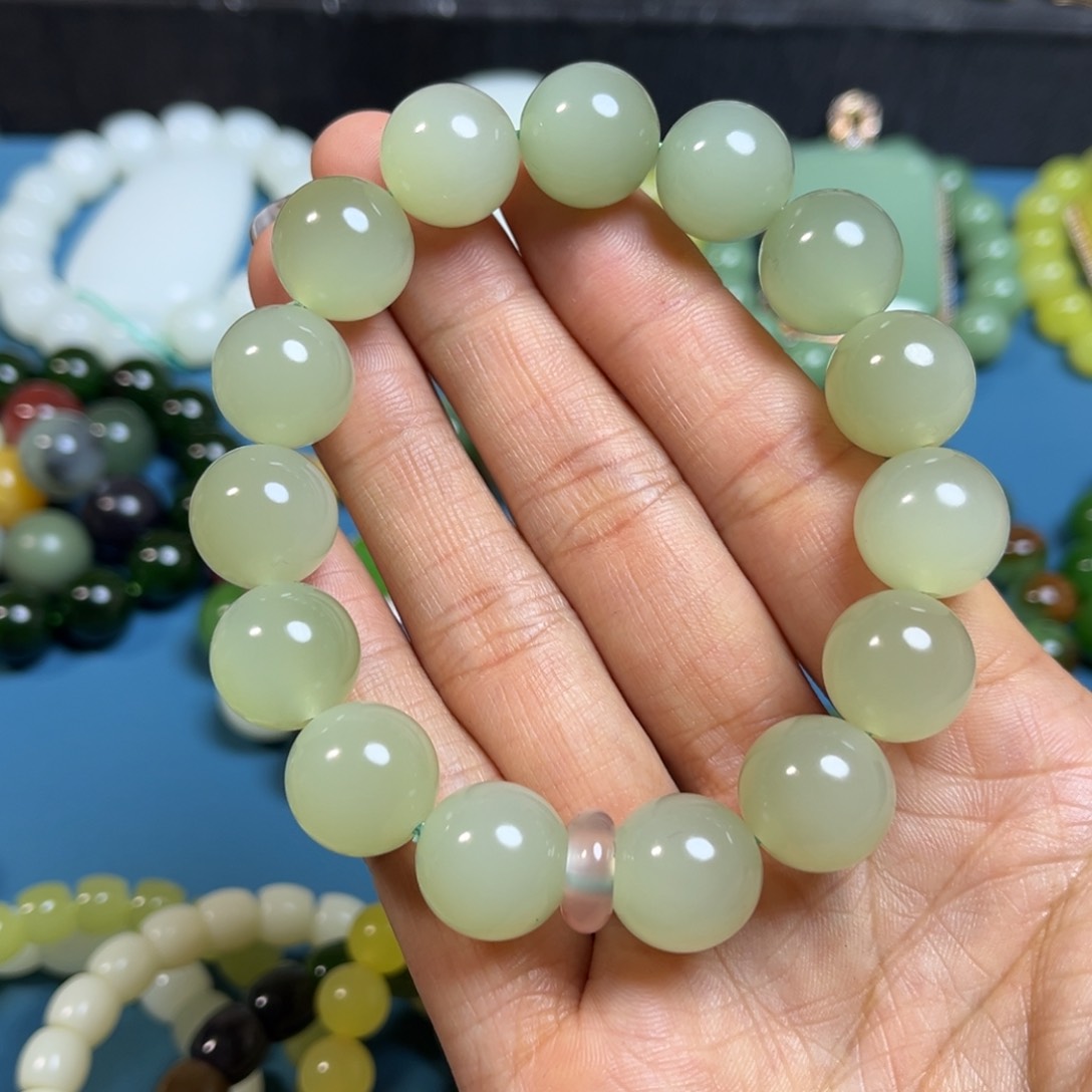 和田玉手串卡14未镶嵌