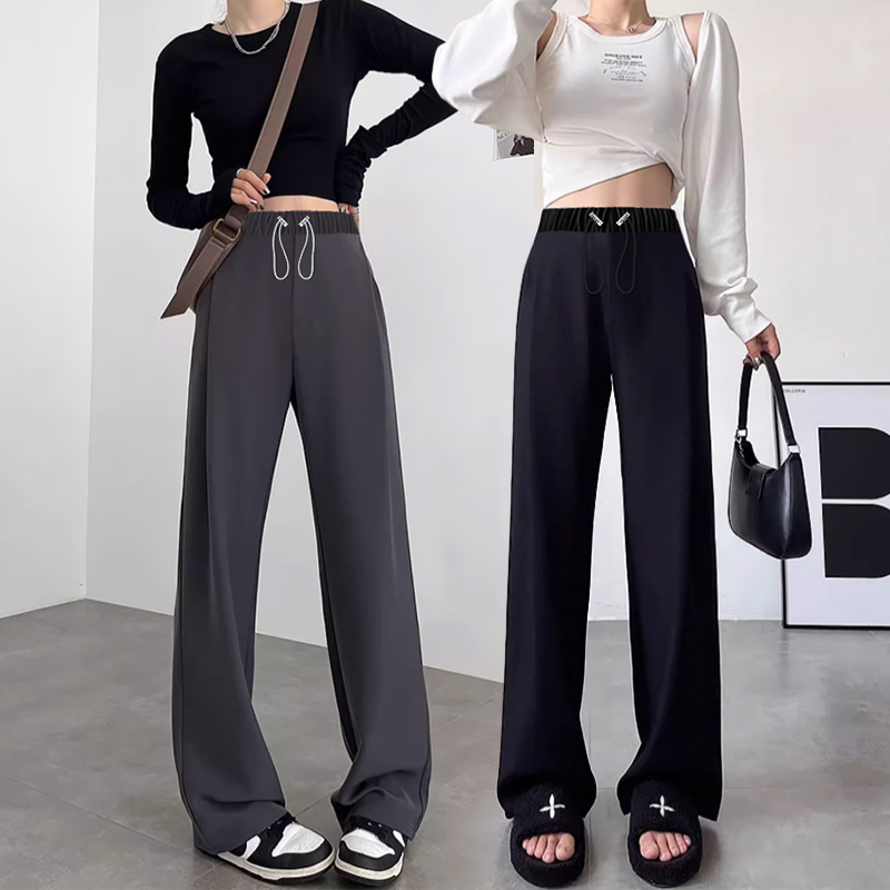 孕妇休闲裤前抽绳春季上班职业直筒裤阔腿裤宽松孕妇裤子春秋长裤