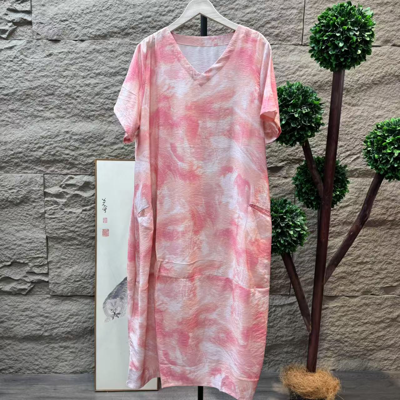 10327新款夏季优雅减龄宽松显瘦碎花连衣裙QZ